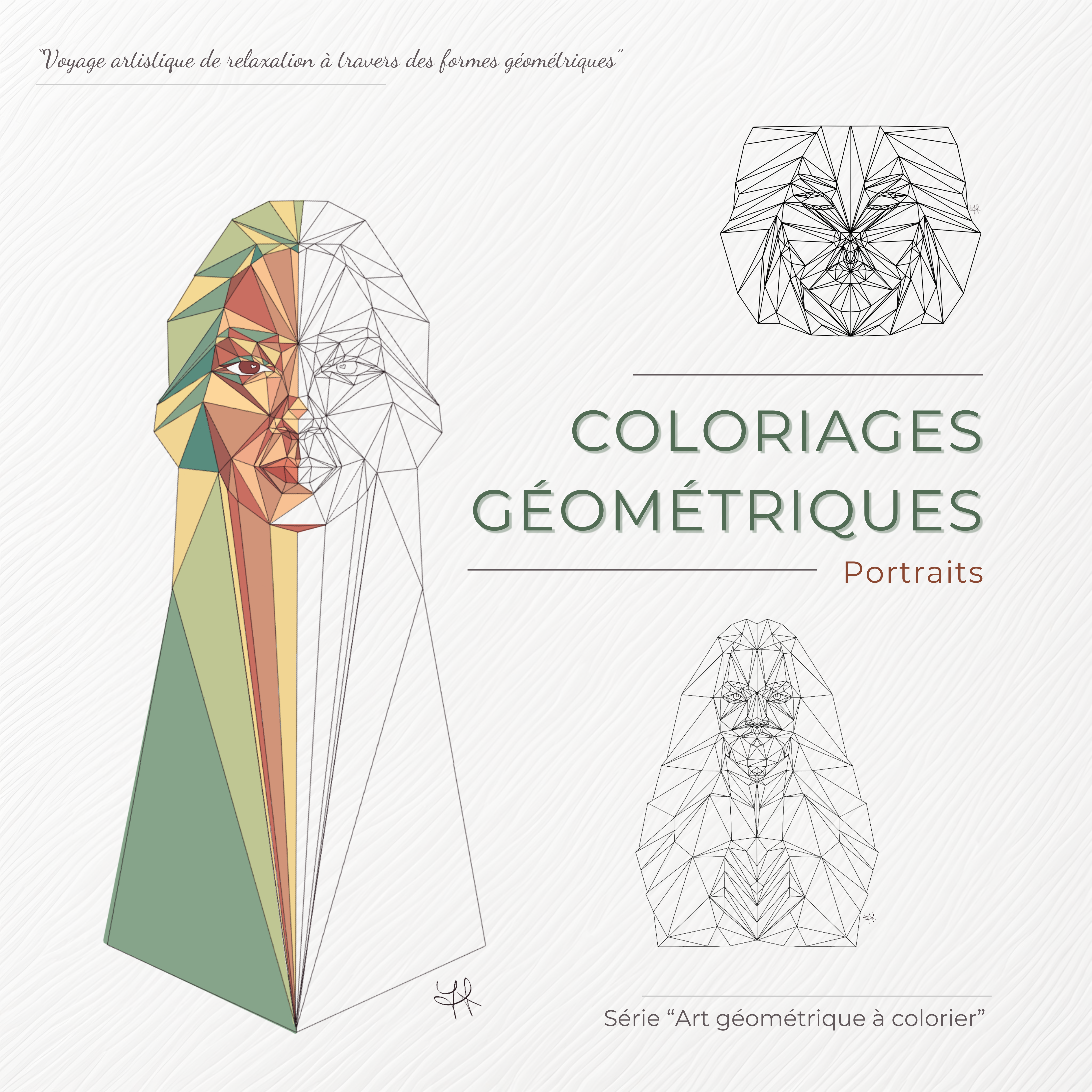 livre de coloriages géométriques portraits