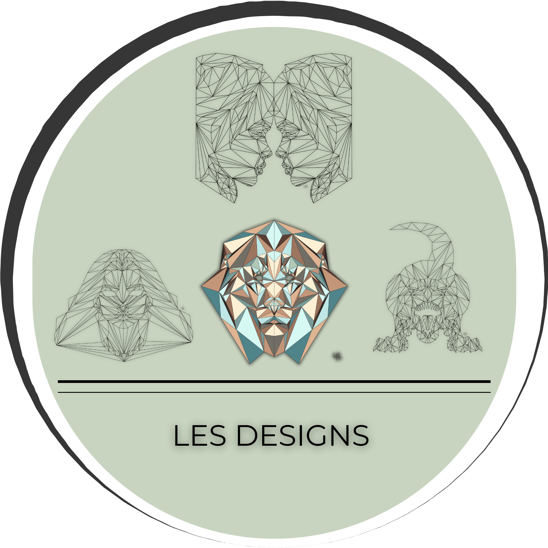 Designs géométriques signés yara creatyque Designs géométriques originaux – coloriages géométriques. Représentations géométrique d'Animaux, des portraits, des créatures de la préhistoire. Designs géométriques artistiques.