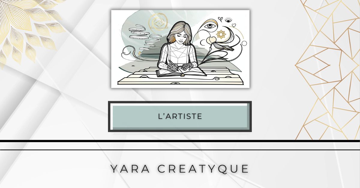 illustration représentant une femme entourée de symboles de créativité - à propos de Yara creatyque