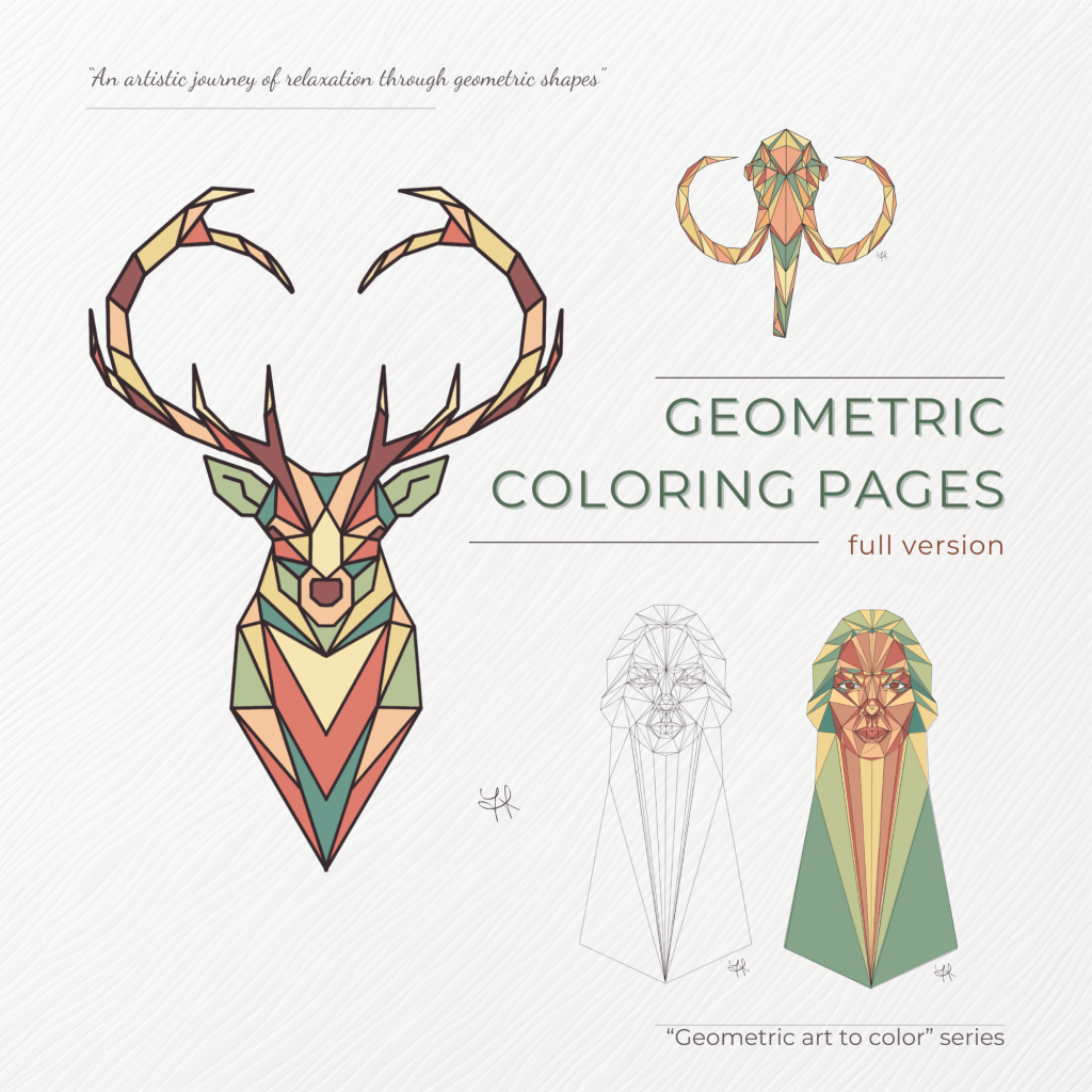 Geometric coloring pages - full version - yara creatyque