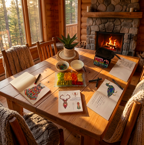 Un moment apaisant en coloriant près du feu